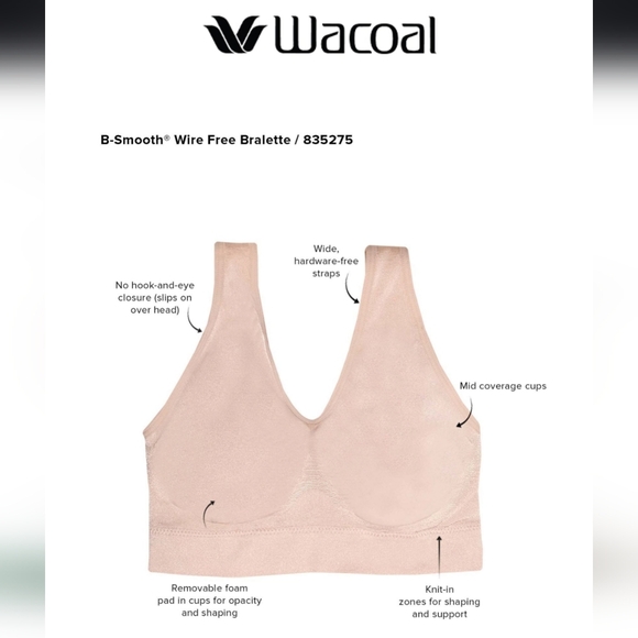 Wacoal B-Smooth® Wire Free Bralette with Scoop Neckline and Wireless Design - Picture 5 of 11